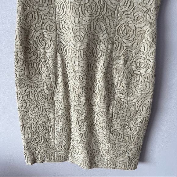 L'AGENCE Neutral Lace Rose Patterned Linen Blend Dress 8 - Picture 5 of 16